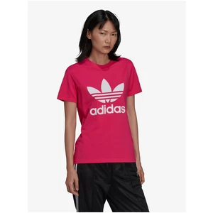 Tmavě růžové dámské tričko adidas Originals - Dámské