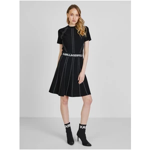 Šaty Karl Lagerfeld S/Slv Knitted Logo Dress - Černá - S