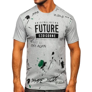 Tricou gri cu imprimeu Bolf 14476