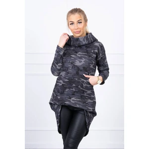 Sweatshirt with long back camo graphite+black