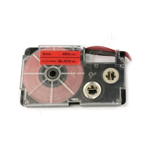 Casio XR-9FRD , 9mm x 8m, černý tisk / signální červený podklad, kompatibilní páska