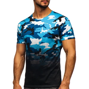 Tricou cu imprimeu albastru army Bolf S808