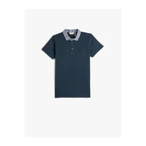 Koton Polo-Neck T-Shirt Short Sleeved One Pocket Detailed Cotton.