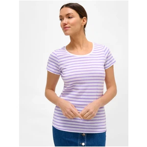 Purple-white striped T-shirt ORSAY - Women