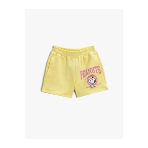 Koton Snoopy Printed Shorts Licensed Elastic Waist Cotton.