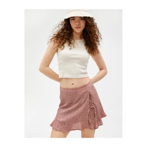Koton Mini Shorts Skirt Floral Viscose Tie Detail.