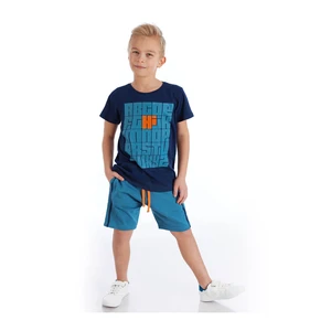 Mushi Boys Navy Blue Alphabet Shorts Set