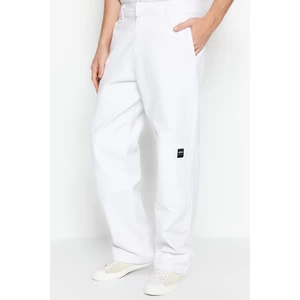 Trendyol Limited Edition Limited Edition White Men's Loose Fit Gabardine Trousers