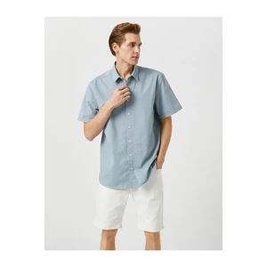 Koton Summer Shirt with Short Sleeves, Classic Collar Cotton