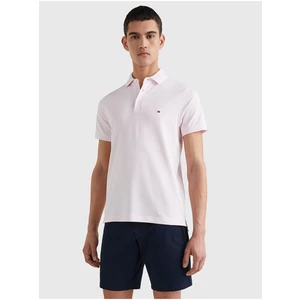 Světle růžové pánské polo tričko Tommy Hilfiger 1985 Slim Polo - Pánské