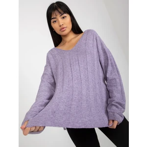 Purple ordinary sweater with a wide stripe