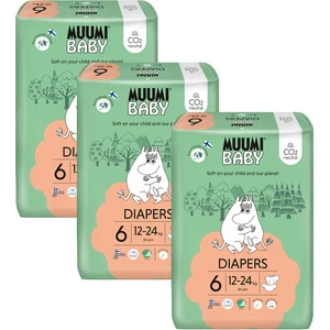 MUUMI Baby 6 Junior 12-24 kg (108 ks), mesačné balenie eko plienok