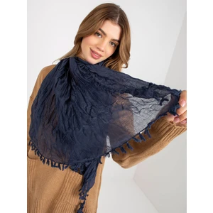 Dark blue women's scarf with pleated