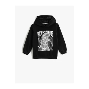 Koton Dinosaur Print Hoodie Sweatshirt Long Sleeve