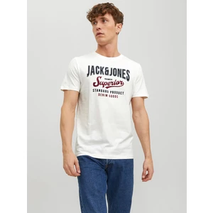 Jack&Jones Pánske tričko JJELOGO Regular Fit 12220500 Cloud Dancer S