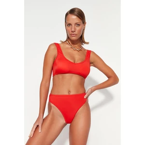 Trendyol Red Thong High Waist High Leg Bikini Bottoms