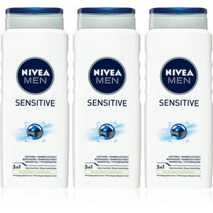 Nivea Men Sensitive sprchový gel pro muže 3 x 500 ml (výhodné balení)