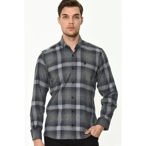 G708 DEWBERRY MEN'S SHIRT-GREY - NAVY BLUE