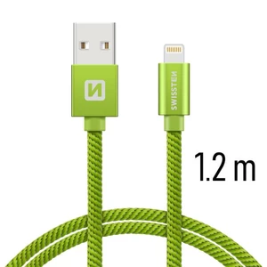 Datový kabel Swissten textilní s Lightning konektorem a podporou rychlonabíjení, Green