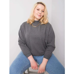 Dark gray melange sweatshirt plus size basic