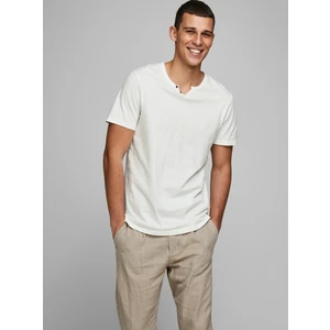 Jack&Jones Pánské triko JJESPLIT Slim Fit 12164972 Cloud Dancer XXL