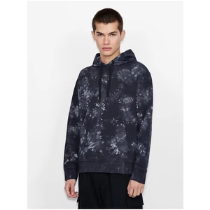 Dark Blue Men's Patterned Hoodie Armani Exchange - Men