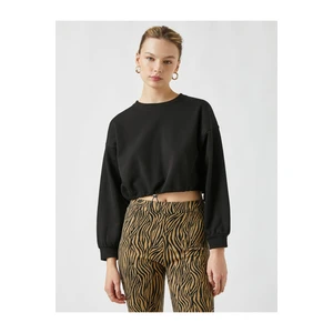 Koton Basic Crop Sweatshirt Long Sleeve Crew Neck Cotton