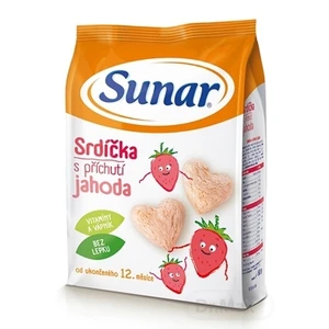 SUNAR Pre prvé zúbky Srdiečka s jahodovou príchuťou 50 g