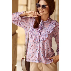 Purple floral chiffon T-shirt