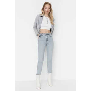 Trendyol Light Blue Cut Out High Waist Mom Jeans