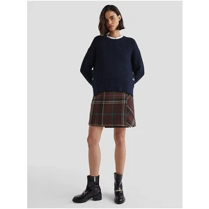 Brown Women's Plaid Skirt with Tommy Hilfiger Wool Admixture - Women