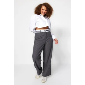 Trendyol Curve Anthracite Stripe Woven Trousers