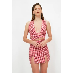 Trendyol Red Gingham Woven Bottom-Top Set