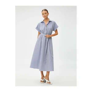 Koton Midi Length Shirt Dress With Belted Short Sleeves