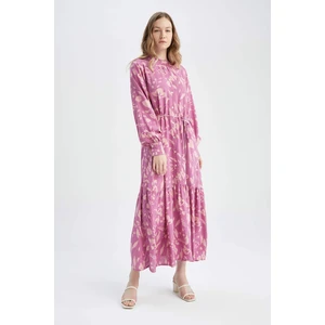 DEFACTO Regular Fit Flower Long Sleeve Maxi Long Sleeve Dress