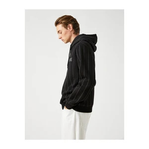 Koton Printed Striped Hoodie Sweatshirt