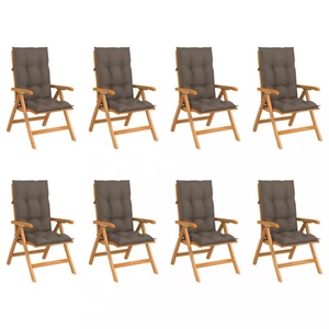 Skládací zahradní židle s poduškami 8 ks teak / látka Dekorhome Šedohnědá taupe,Skládací zahradní židle s poduškami 8 ks teak / látka Dekorhome Šedohn