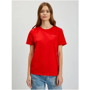 Červené dámské tričko Tommy Hilfiger 1985 Reg Mini Corp Logo - Dámské