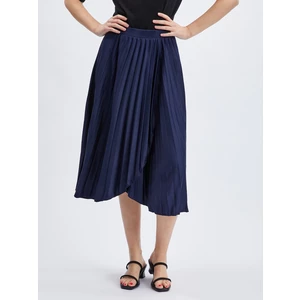 Orsay Tmavě modrá dámská plisovaná midi sukně - Dámské