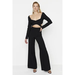 Trendyol Black Wide Leg Woven Trousers