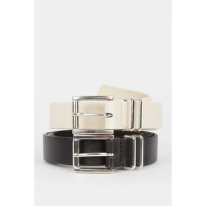 DEFACTO Woman Square Clasp Faux Leather Dual Classic Belt