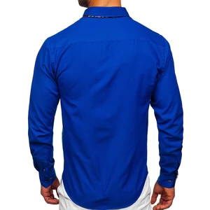 Kráľovsky modrá pánska elegantná košeľa s dlhými rukávmi BOLF 4704