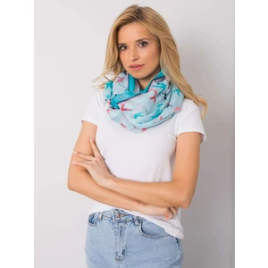 Blue scarf with colorful print