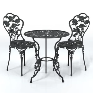 Zahradní bistro set 3 ks litý hliník Dekorhome Černá,Zahradní bistro set 3 ks litý hliník Dekorhome Černá