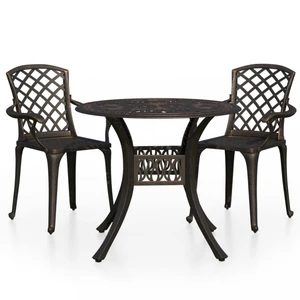 Zahradní bistro set 3 ks litý hliník Dekorhome Bronzová,Zahradní bistro set 3 ks litý hliník Dekorhome Bronzová