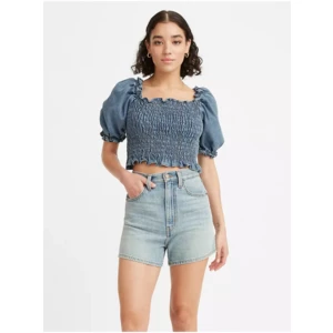 Levi's Blue Women's Cropped Blouse with Balloon Sleeves Levi's® - Women