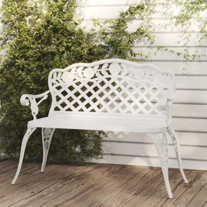 Zahradní lavice 108 cm litý hliník Dekorhome Bílá,Zahradní lavice 108 cm litý hliník Dekorhome Bílá