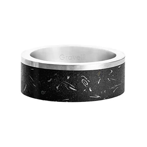 Gravelli Stylový betonový prsten Edge Fragments Edition ocelová/atracitová GJRUFSA002 72 mm