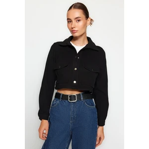 Trendyol Black Crop Stamped Jacket Coat