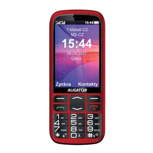 Mobilný telefón Aligator A830 Senior + stojánek (A830R) červený tlačidlový telefón • 3,5" uhlopriečka • TFT displej • 320 × 480 px • interná pamäť • 2